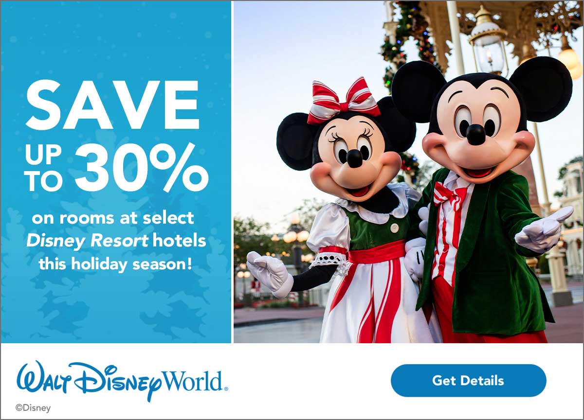 Save UP TO 30% on rooms at select Walt Disney World Resort hotels